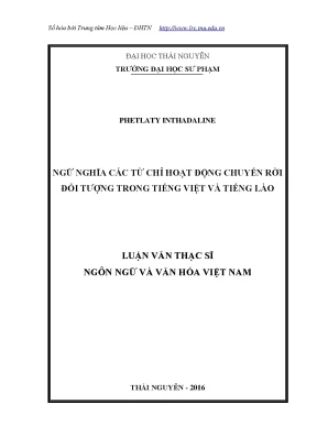 Luận văn thạc sĩ hay ngữ nghĩa các từ chỉ hoạt động chuyển rời đối tượng trong tiếng việt và tiếng lào