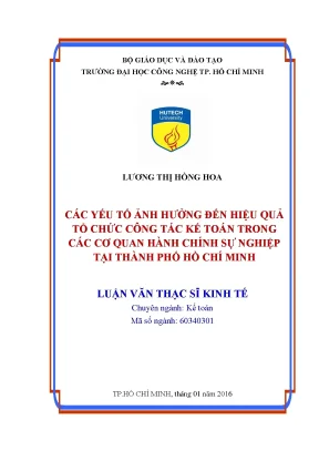 Luận văn thạc sĩ kế toán các yếu tố ảnh hưởng đến hiệu quả tổ chức công tác kế toán trong các cơ quan hành chính sự nghiệp tại thành phố hồ chí minh