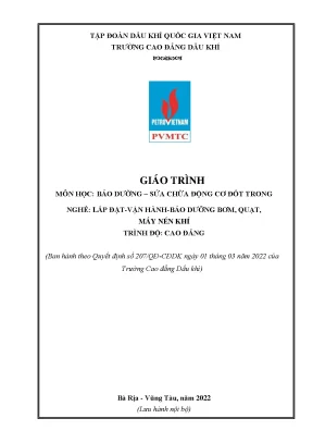Giáo trình bảo dưỡng và sửa chữa động cơ đốt trong nghề lắp đặt vận hành bảo dưỡng bơm quạt máy nén khí cao đẳng trường cao đẳng dầu khí