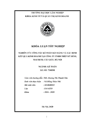 Khóa luận tốt nghiệp nghiên cứu công tác kế toán bán hàng và xác định kết quả kinh doanh tại công ty tnhh thép mỹ đình mai dịch cầu giấy hà nội