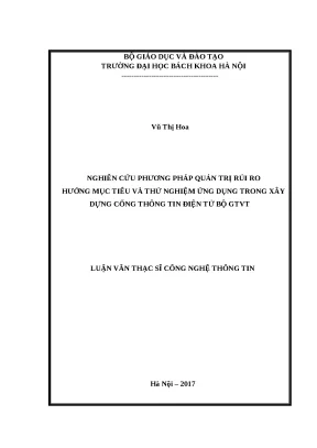 Luận văn thạc sỹ nghiên cứu phương pháp quản trị rủi ro hướng mục tiêu và thử nghiệm ứng dụng trong xây dựng cổng thông tin điện tử bộ gtvt