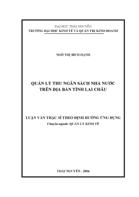Luận văn thạc sĩ hay quản lý thu ngân sách nhà nước trên địa bàn tỉnh lai châu