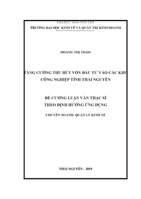 Luận văn thạc sĩ hay tăng cường thu hút vốn đầu tư vào các khu công nghiệp tỉnh thái nguyên