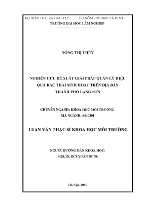 Luận văn thạc sĩ hay nghiên cứu đề xuất giải pháp quản lý hiệu quả rác thải sinh hoạt trên địa bàn thành phố lạng sơn