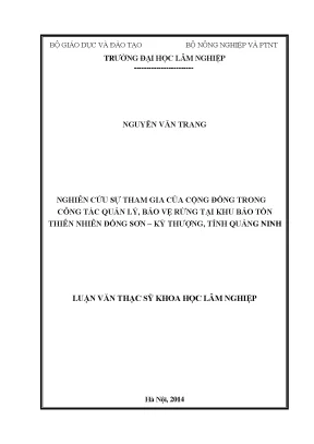 Luận văn thạc sĩ hay nghiên cứu sự tham gia của cộng đồng trong công tác quản lý bảo vệ rừng tại khu bảo tồn thiên nhiên đông sơn kỳ thượng tỉnh quảng ninh
