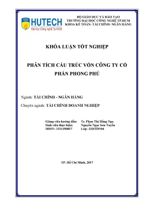 Luận văn thạc sĩ hay phân tích cấu trúc vốn công ty cổ phần phong phú