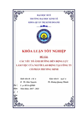 Khóa luận các yếu tố ảnh hưởng đến động lực làm việc của người lao động tại công ty cổ phần phương minh