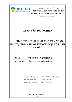 Luận văn thạc sĩ hay phân tích tình hình cho vay ngắn hạn tại ngân hàng thương mại cổ phần á châu