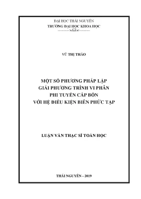 Luận văn thạc sĩ hay một số phương pháp lặp giải phương trình vi phân phi tuyến cấp bốn với hệ điều kiện biên phức tạp