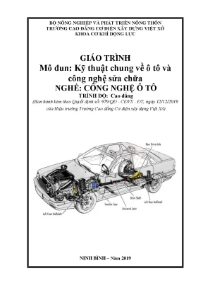 Giáo trình kỹ thuật chung về ô tô và công nghệ sửa chữa nghề công nghệ ô tô cao đẳng 3