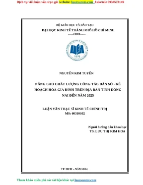 Nâng cao chất lượng công tác dân số kế hoạch hóa gia đình trên địa bàn tỉnh đồng nai đến năm 2025 luận văn thạc sĩ kinh tế chính trị