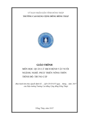 Giáo trình quản lý dịch bệnh vật nuôi nghề phát triển nông thôn trung cấp