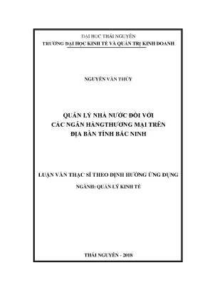 Luận văn thạc sĩ hay quản lý nhà nước đối với các ngân hàng thương mại trên địa bàn tỉnh bắc ninh