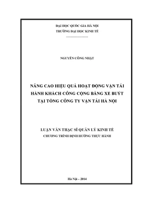 Luận văn thạc sĩ hay nâng cao hiệu quả hoạt động vận tải hành khách công cộng bằng xe buýt tại tổng công ty vận tải hà nội