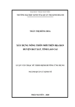 Luận văn thạc sĩ hay xây dựng nông thôn mới trên địa bàn huyện bát xát tỉnh lào cai