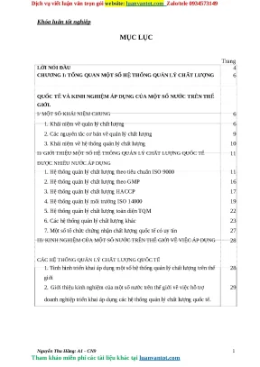 Luận văn thực trạng áp dụng hệ thống quản lý chất lượng của các doanh nghiệp việt nam để nâng cao sức cạnh tranh trong điều kiện hội nhập kinh tế quốc tế