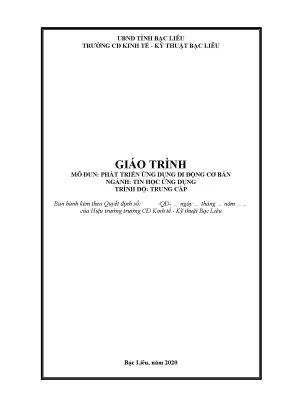 Giáo trình mô đun phát triển ứng dụng di động cơ bản nghề tin học ứng dụng trình độ trung cấp trường cđ kinh tế kỹ thuật bạc liêu