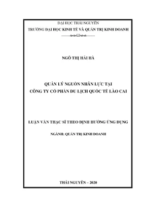 Luận văn thạc sĩ hay quản lý nguồn nhân lực tại công ty cổ phần du lịch quốc tế lào cai