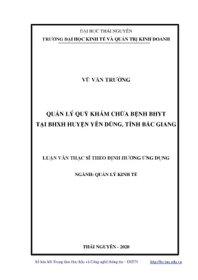 Luận văn thạc sĩ hay quản lý quỹ khám chữa bệnh bảo hiểm y tế tại bảo hiểm xã hội huyện yên dũng tỉnh bắc giang