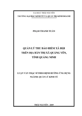 Luận văn thạc sĩ hay quản lý thu bảo hiểm xã hội trên địa bàn thị xã quảng yên tỉnh quảng ninh