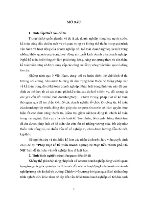 Luận văn pháp luật về kế toán doanh nghiệp từ thực tiễn thành phố hà nội