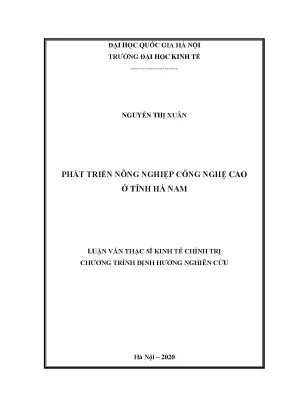 Luận văn thạc sĩ hay phát triển nông nghiệp công nghệ cao ở tỉnh hà nam