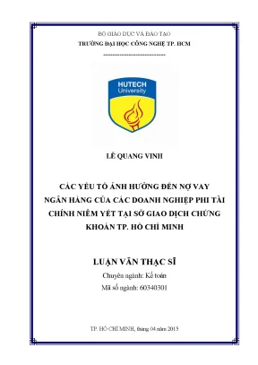 Luận văn thạc sĩ kế toán các yếu tố ảnh hưởng đến nợ vay ngân hàng của các doanh nghiệp phi tài chính niêm yết trên sở giao dịch chứng khoán tp hồ chí minh
