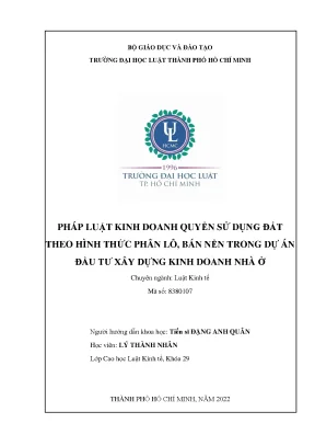 Pháp luật kinh doanh quyền sử dụng đất theo hình thức phân lô bán nền trong dự án đầu tư xây dựng kinh doanh nhà ở