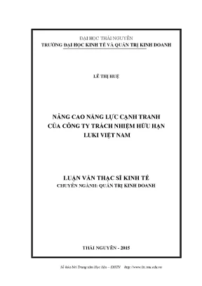 Luận văn thạc sĩ hay nâng cao năng lực cạnh tranh của công ty tnhh luki việt nam