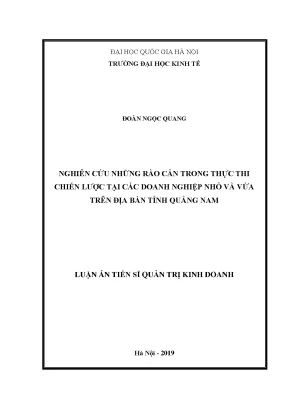 Luận văn thạc sĩ hay nghiên cứu những rào cản trong thực thi chiến lược tại các doanh nghiệp nhỏ và vừa trên địa bàn tỉnh quảng nam