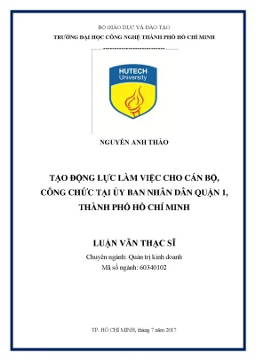 Luận văn thạc sĩ hay tạo đllv cho cán bộ công chức tại ủy ban nhân dân quận 1 thành phố hồ chí minh