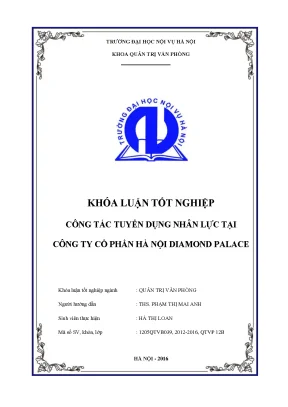 Khóa luận công tác tuyển dụng nhân lực tại công ty cổ phần hà nội diamond palace