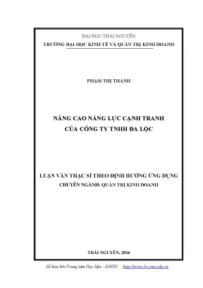 Luận văn thạc sĩ hay nâng cao năng lực cạnh tranh của công ty trách nhiệm hữu hạn đa lộc