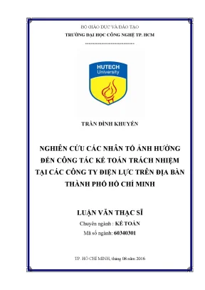 Luận văn thạc sĩ hay nghiên cứu các nhân tố ảnh hưởng đến công tác kế toán trách nhiệm tại các công ty điện lực trên địa bàn thành phố hồ chí minh