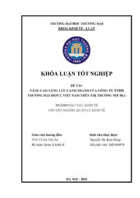 Khóa luận nâng cao năng lực cạnh tranh của công ty tnhh thương mại beful việt nam trên thị trường nội địa