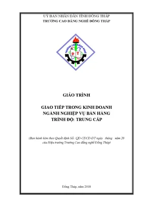 Giáo trình giao tiếp trong kinh doanh ngành nghiệp vụ bán hàng trung cấp