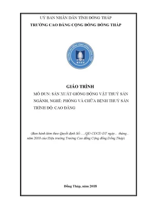 Giáo trình sản xuất giống động vật thuỷ sản nghề phòng và chữa bệnh thuỷ sản cao đẳng