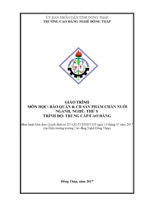 Giáo trình bảo quản và chế biến sản phẩm chăn nuôi nghề thú y cđtc