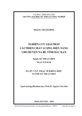 Luận văn thạc sĩ hay nghiên cứu giải pháp cải thiện chất lượng điện năng cho huyện na rì tỉnh bắc kạn