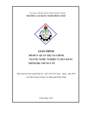 Giáo trình quản trị tài chính ngành nghiệp vụ bán hàng trung cấp