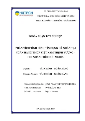 Luận văn thạc sĩ hay phân tích tình hình tín dụng cá nhân tại ngân hàng tmcp việt nam thịnh vượng chi nhánh bùi hữu nghĩa