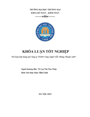 Khóa luận tốt nghiệp kế toán bán hàng tại công ty tnhh công nghệ viễn thông thanh anh
