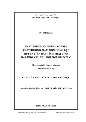 Luận văn thạc sĩ hay phát triển đội ngũ giáo viên các trường mầm non công lập huyện tiền hải tỉnh thái bình đáp ứng yêu cầu đổi mới giáo dục