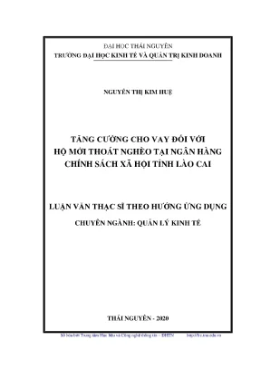 Luận văn thạc sĩ hay tăng cường cho vay đối với hộ mới thoát nghèo tại ngân hàng chính sách xã hội tỉnh lào cai