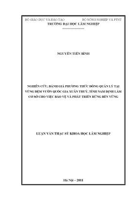 Luận văn thạc sĩ hay nghiên cứu đánh giá phương thức đồng quản lý tại vùng đệm vườn quốc gia xuân thủy tỉnh nam định làm cơ sở cho việc bảo vệ và phát triển rừng bền vững