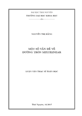 Luận văn thạc sĩ hay một số vấn đề về đường tròn mixtilinear