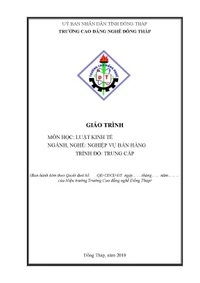 Giáo trình luật kinh tế ngành nghiệp vụ bán hàng trung cấp