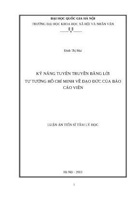 Luận văn thạc sỹ kỹ năng tuyên truyền bằng lời tư tưởng hồ chí minh về đạo đức của báo cáo viên