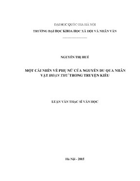 Luận văn thạc sĩ văn học việt nam một cái nhìn về phụ nữ của nguyễn du qua nhân vật hoạn thư trong truyện kiều