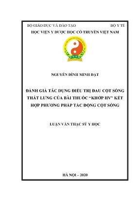 Luận văn thạc sĩ y học đánh giá tác dụng điều trị đau cột sống thắt lưng của bài thuốc khớp hv kết hợp phương pháp tác động cột sống